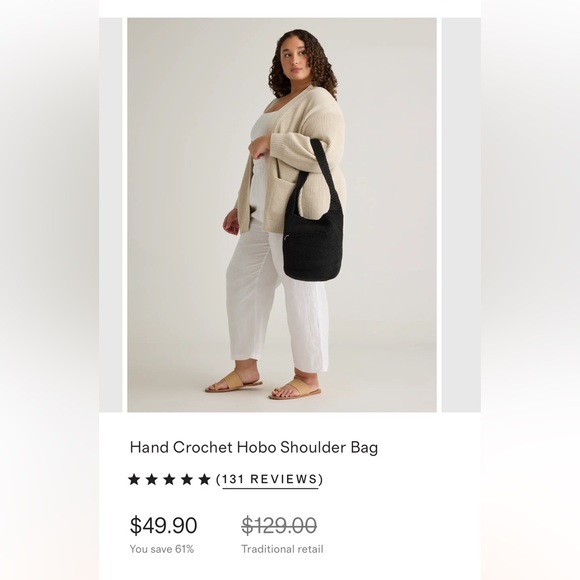 Quince Hand Crochet Hobo Shoulder Bag - Picture 2 of 11